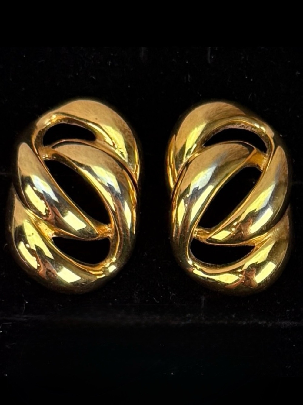 Vintage Napier, aged goldtone weighted pierced earrings